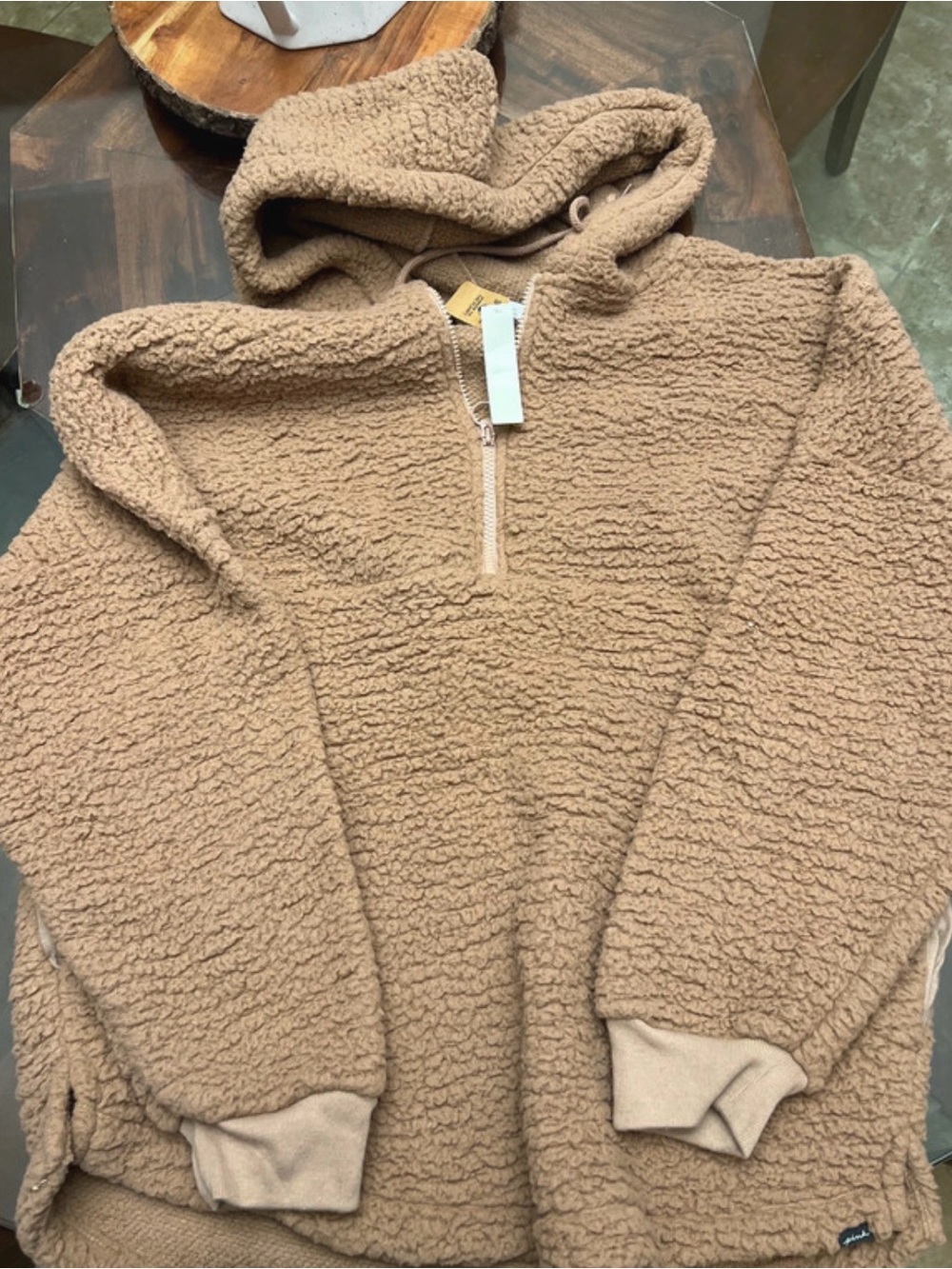 Victoria's Secret Camel Sherpa Half-Zip Hoodie